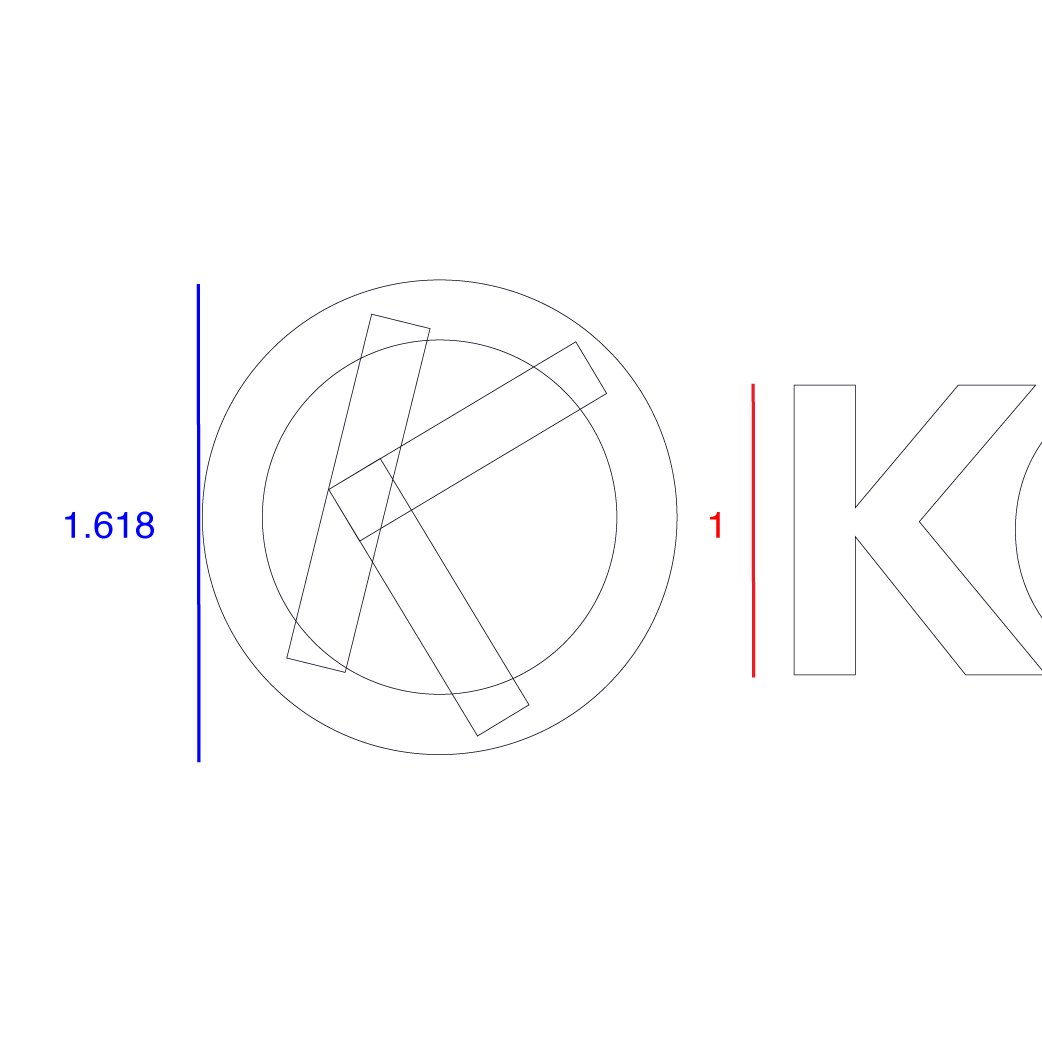 Golden ratio between the Komlock symbol and logotype